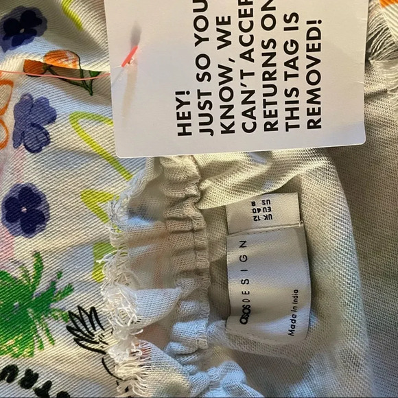 ASOS DESIGN square neck twill mini dress in bright peace print - Picture 6 of 13